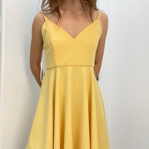 Yellow V Neck BabyDoll Dress
